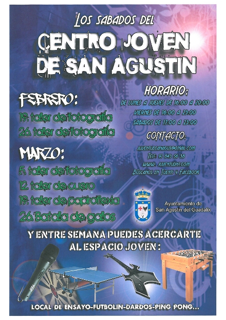 Programación del Centro Joven en febrero y marzo