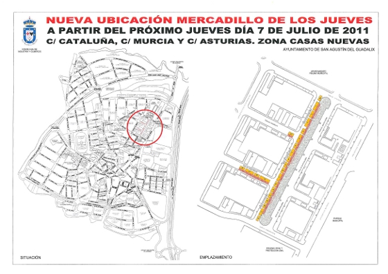 Nueva ubicación mercadillo de los jueves