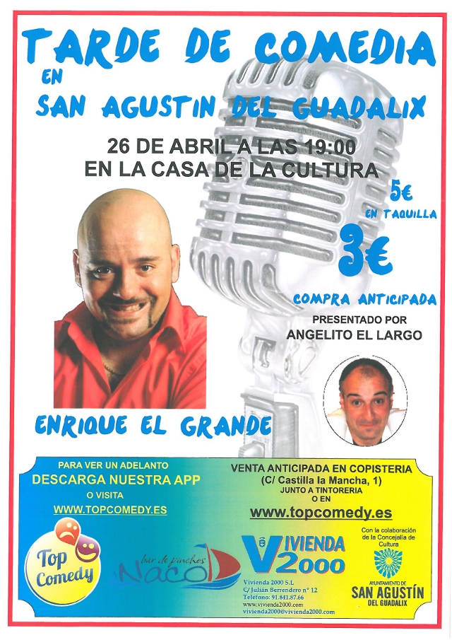 Tardes de comedia, la segunda actuación el sábado 26 de abril
