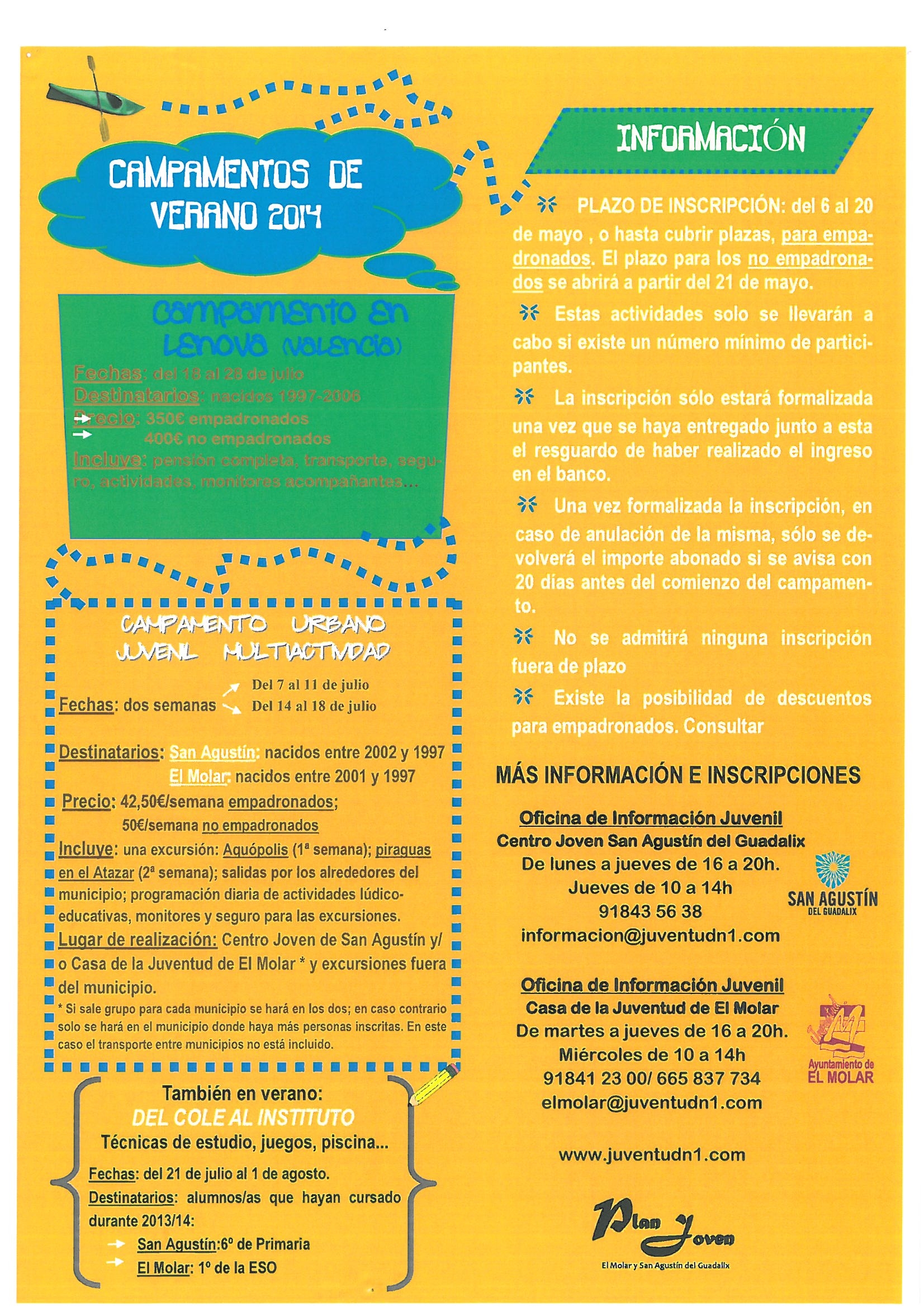 Abierto el plazo para los distintos Campamentos de Verano del Centro Joven