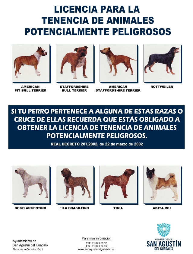 Documentación para el censo de animales domésticos y licencia de animales peligrosos