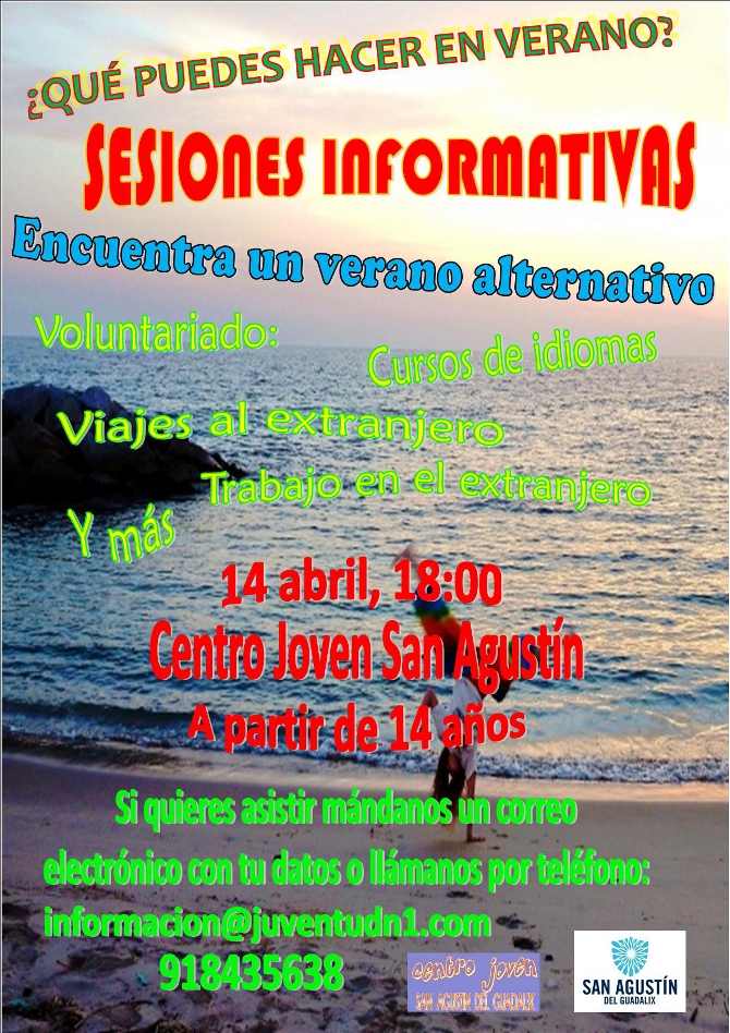 Sesión informativa para jóvenes sobre actividades para el verano 14 de abril