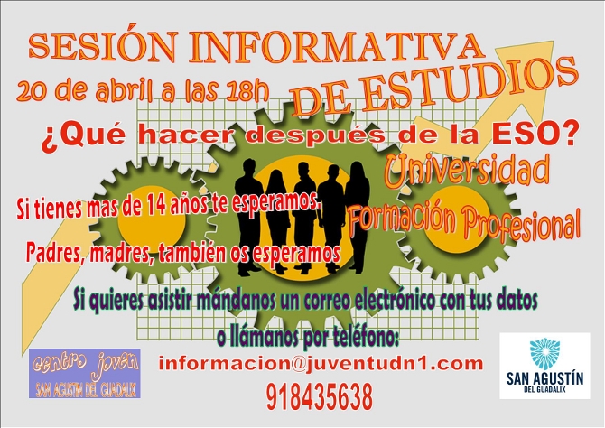 Sesión informativa para jóvenes sobre estudios 20 de abril