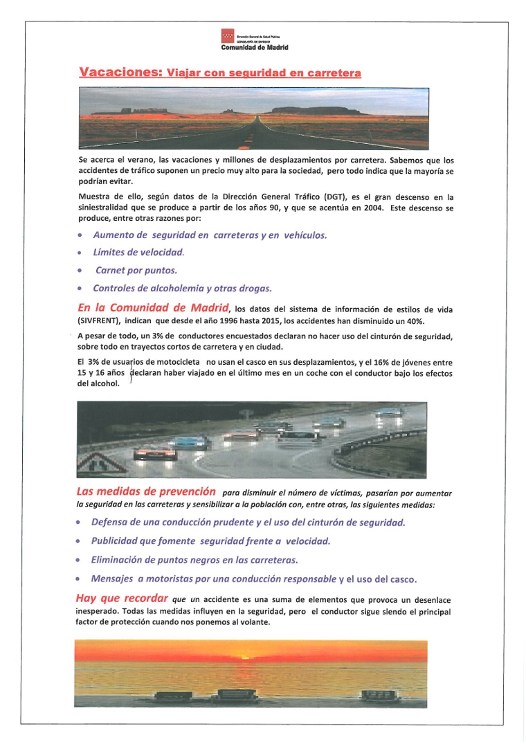 Vacaciones: “Viajar con seguridad en carretera”