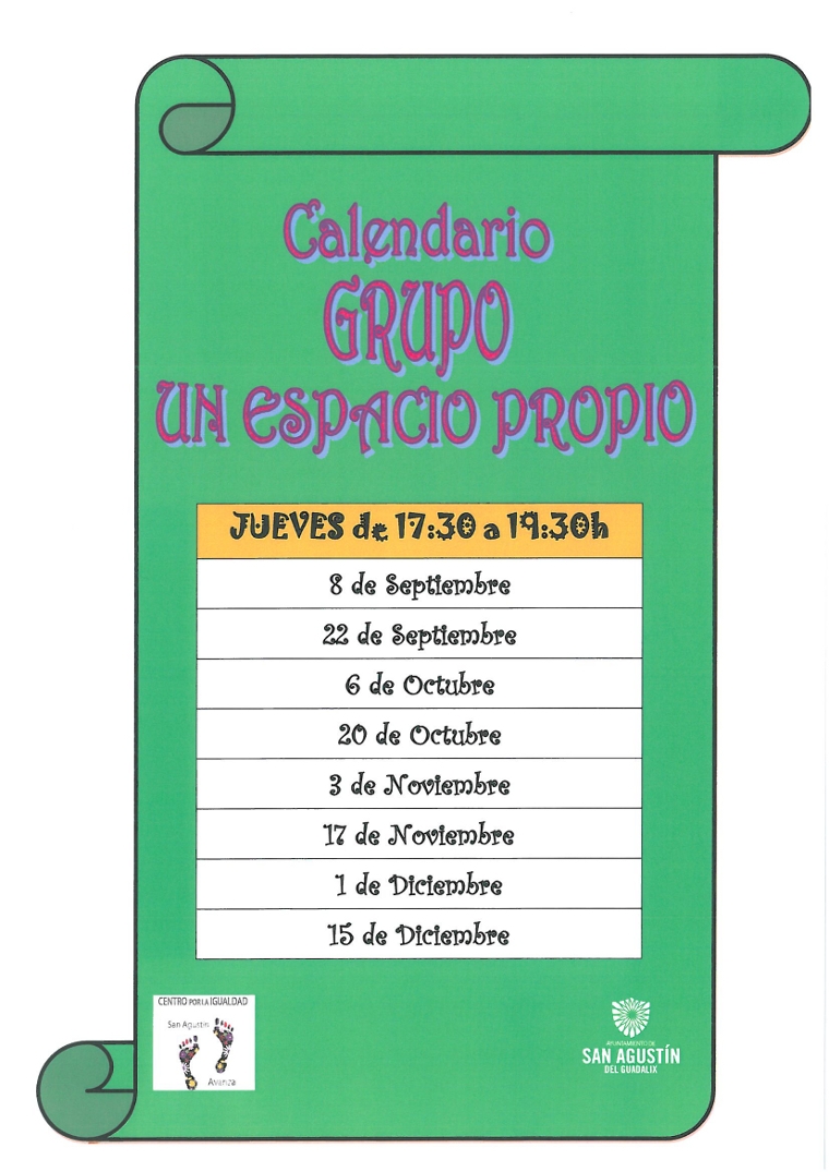Horario del Grupo de Encuentro de mujeres «Un Espacio Propio»