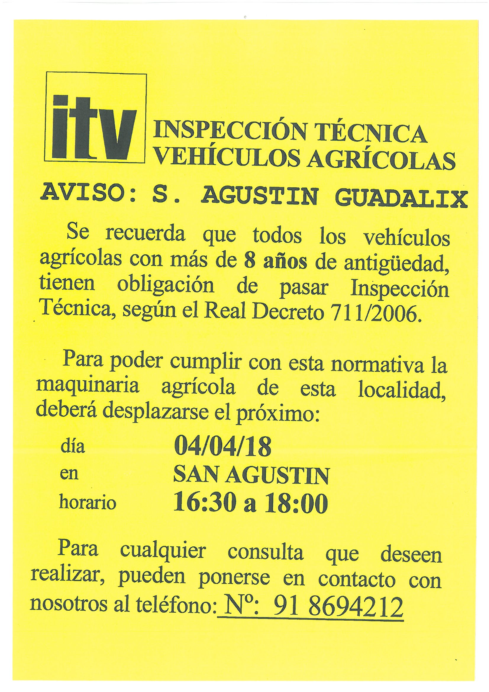 Inspección Técnica de Vehículos Agrícolas 4 abril