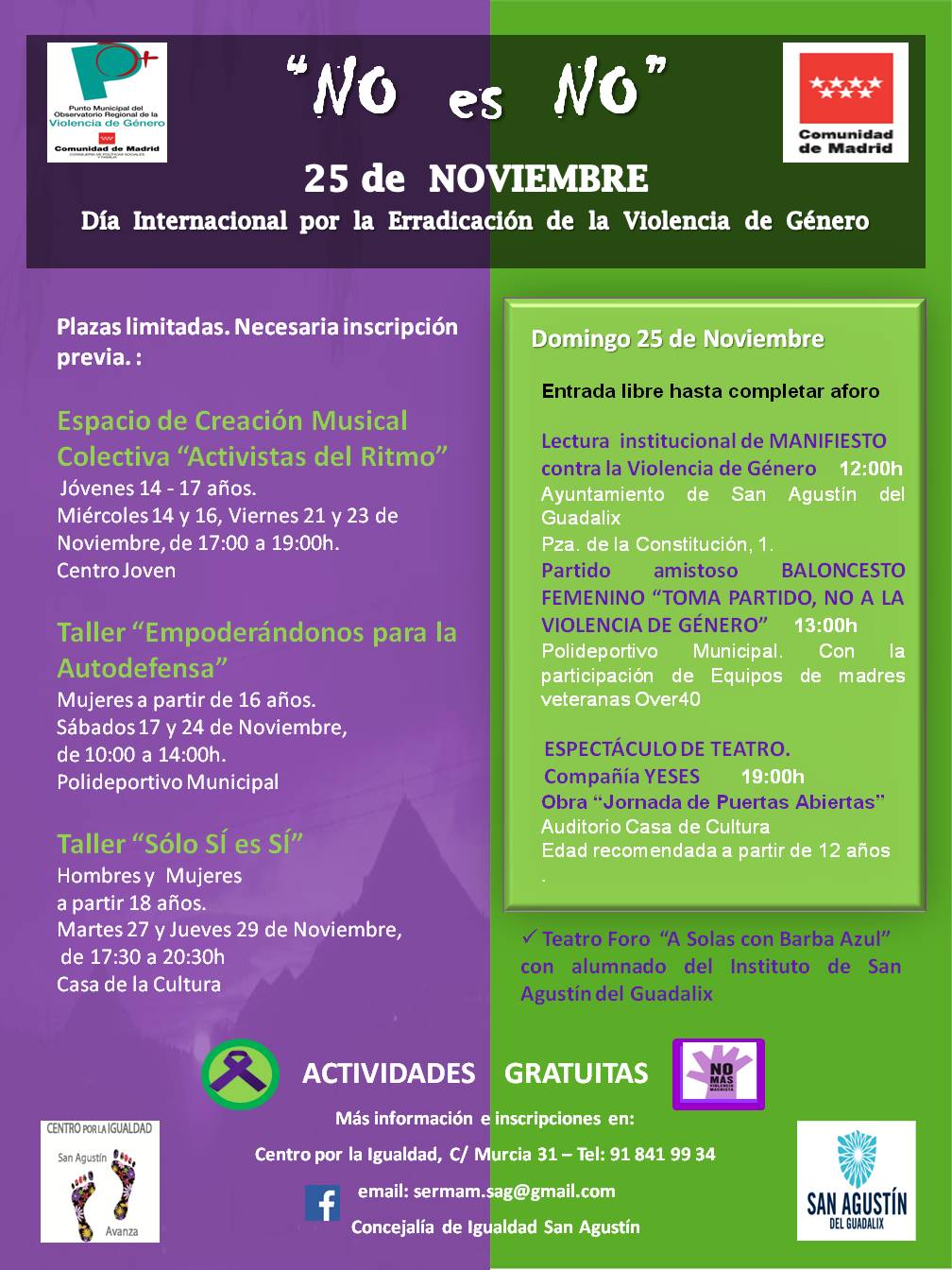 ACTIVIDADES 25 DE NOVIEMBRE, DÍA INTERNACIONAL PARA LA ELIMINACIÓN DE LA VIOLENCIA CONTRA LA MUJER