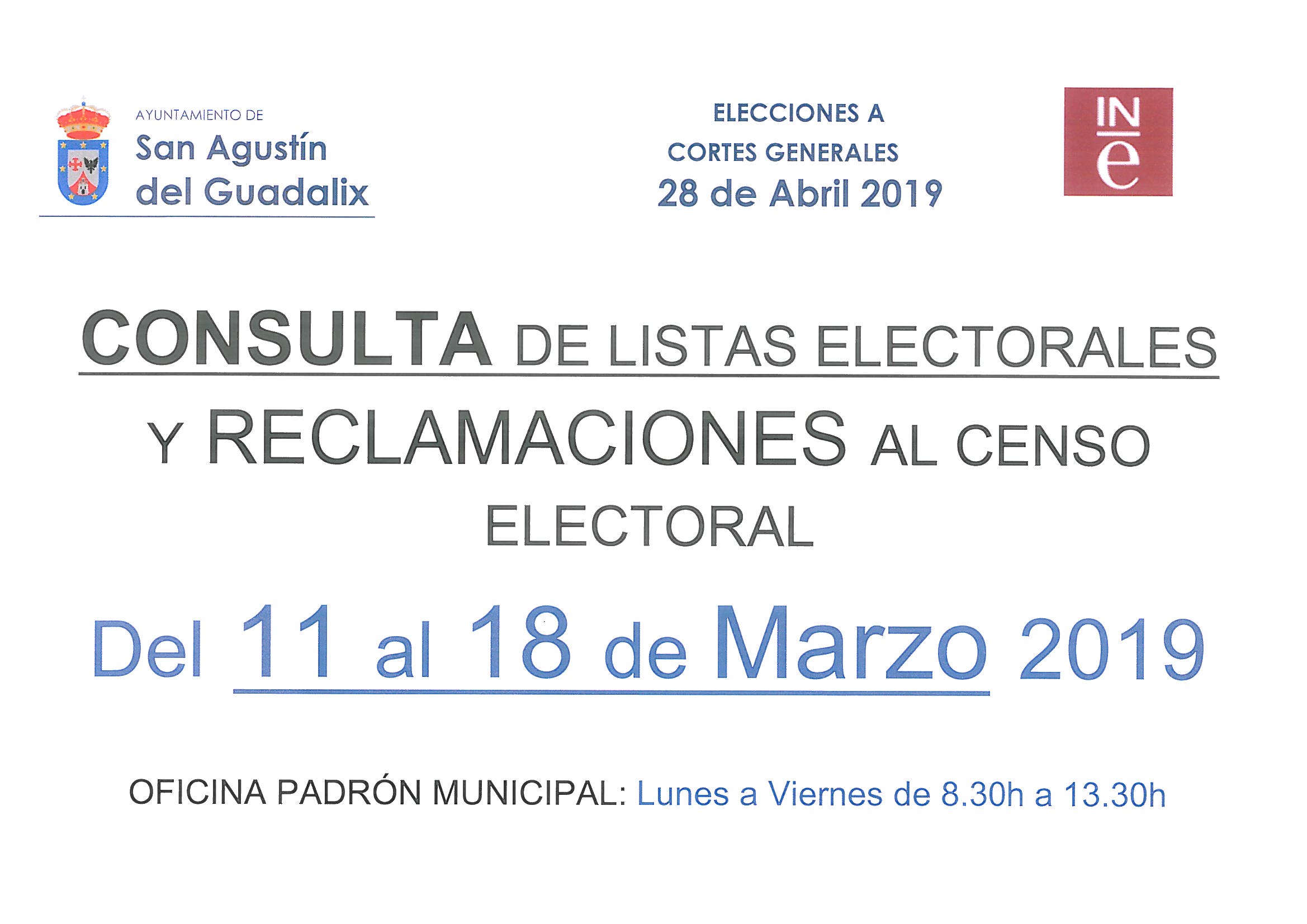 CONSULTA EL CENSO ELECTORAL DE LAS ELECCIONES A LAS CORTES GENERALES