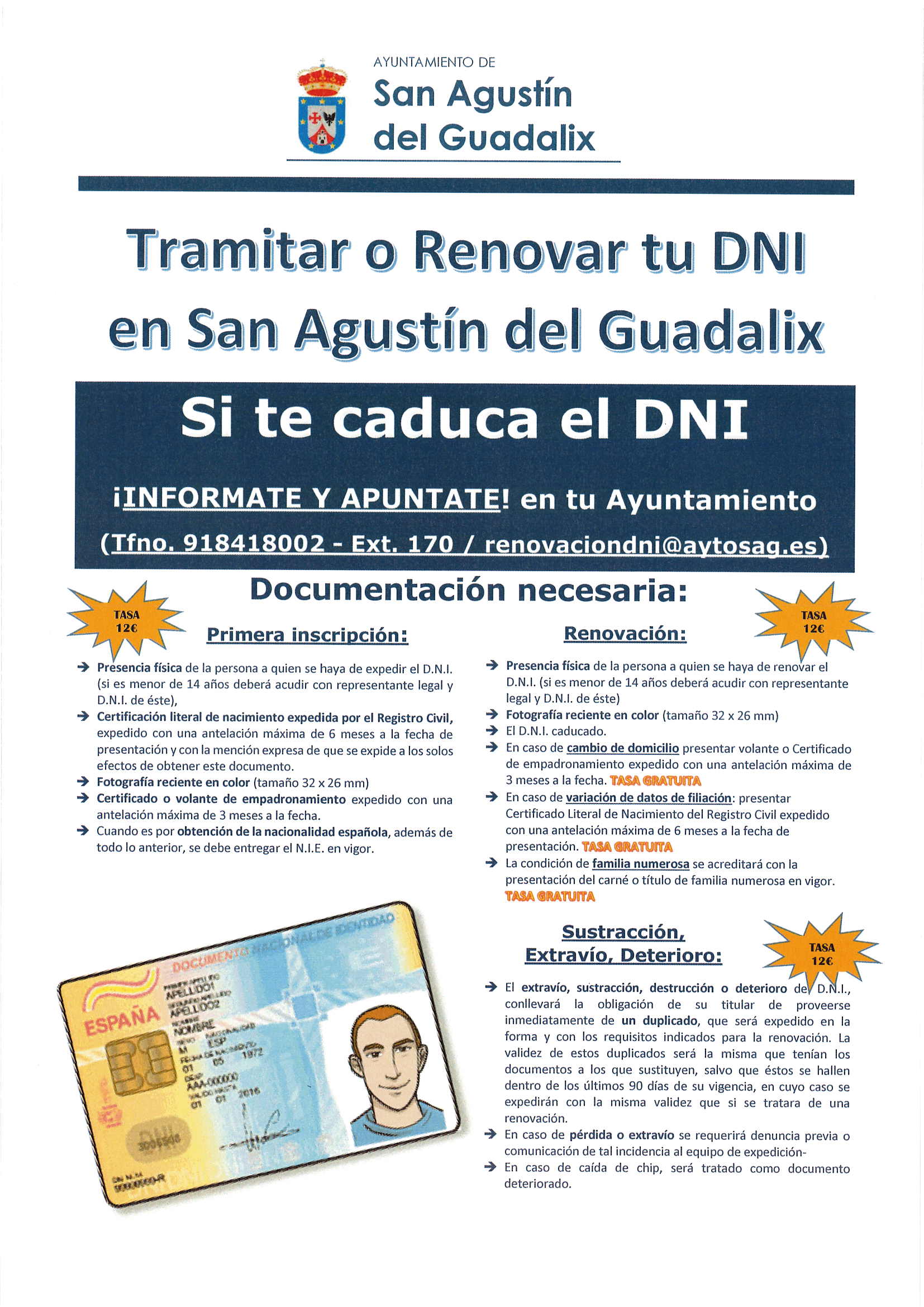 AHORA PUEDES TRAMITAR TU RENOVACIÓN DEL DNI EN SAN AGUSTÍN