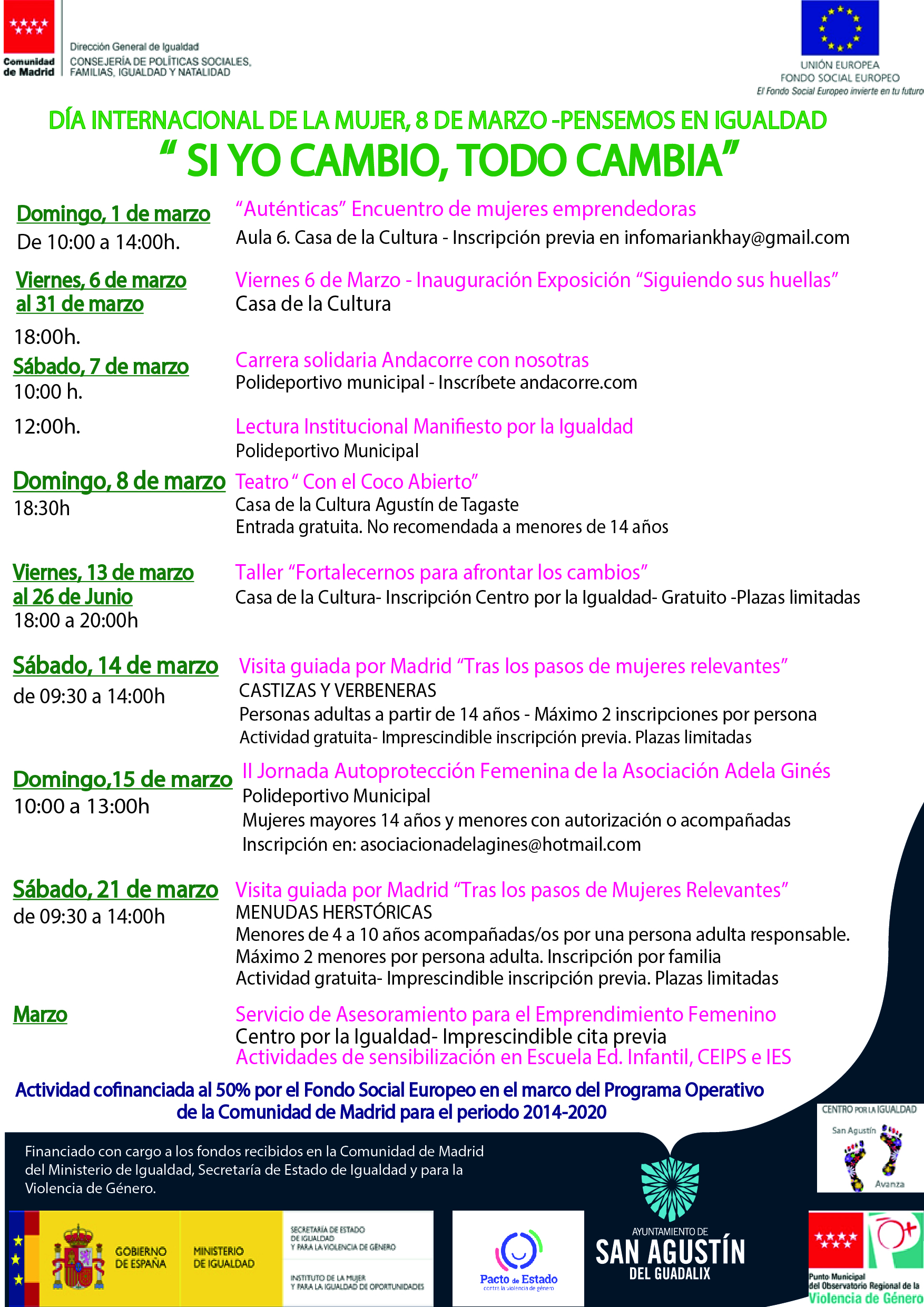 «SI YO CAMBIO, TODO CAMBIA». SAN AGUSTÍN PRESENTA UNA PROGRAMACIÓN ESPECIAL EN MARZO