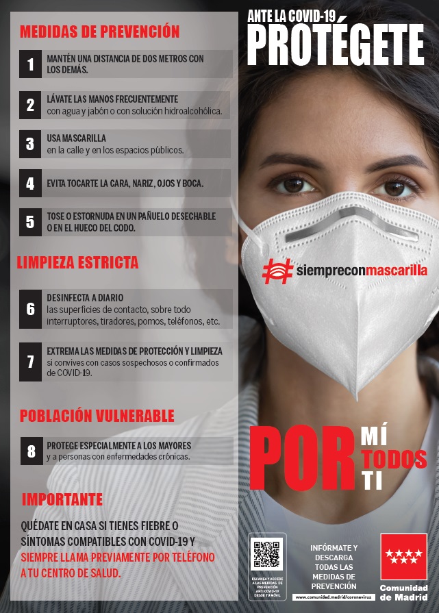 NUEVAS MEDIDAS EN LA COMUNIDAD FRENTE AL COVID19: MASCARILLA OBLIGATORIA, RESTRICCIONES y HORARIOS