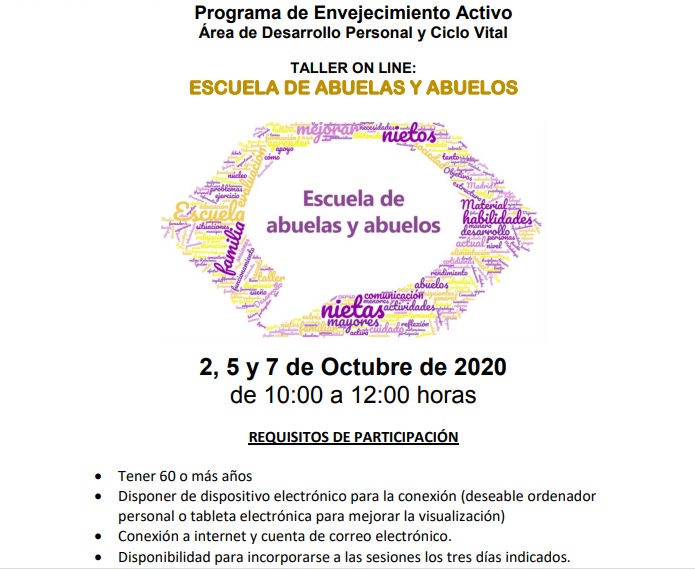 TALLER ‘ESCUELA DE ABUEL@S’ PARA AYUDARLES EN EL CUIDADO DE SUS NIETOS