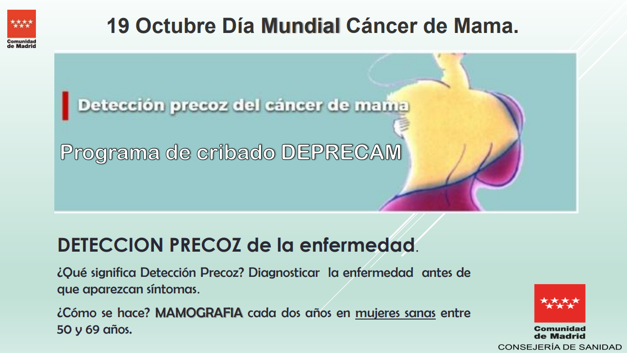 EN EL DÍA MUNDIAL DEL CÁNCER DE MAMA, MAMOGRAGRÍA DE CRIBADO DE LA COMUNIDAD DE MADRID