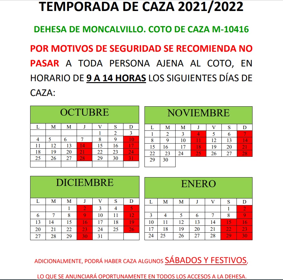TEMPORADA CINEGÉTICA 2021/22 EN SAN AGUSTÍN