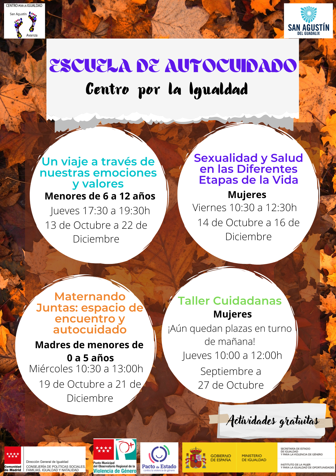 IGUALDAD TE PROPONE UN OTOÑO PARA CUIDARTE, FORMARTE Y AYUDARTE