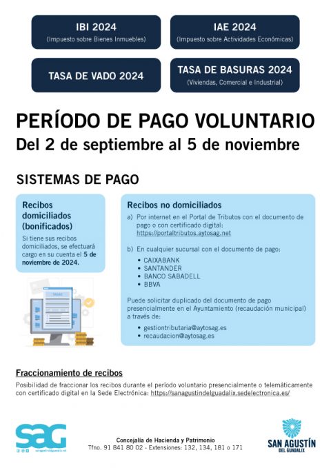 San Agustín del Guadalix | PERIODO DE PAGO VOLUNTARIO IBI, IAE, VADO Y ...